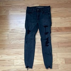 American Eagle Distressed High Rise Black Jegging size 8